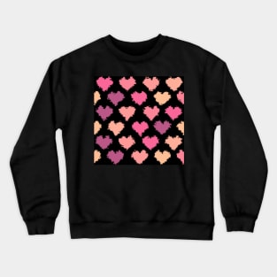 Pencil Stroke of Pixel Pink Hearts Pattern Crewneck Sweatshirt